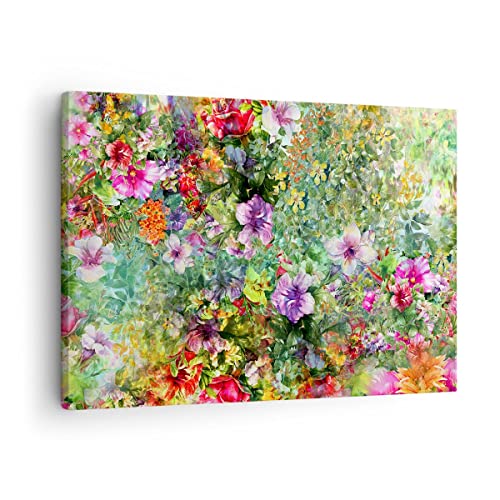 Bilder auf Leinwand blume sommer natur Leinwandbild mit Rahmen 70x50cm Wandbilder Dekoration Wohnzimmer Schlafzimmer Küche Deko Klein Wanddeko Bild Wand Kunstdruck Art Wall Decor Canvas AA70x50-3842 von ARTTOR