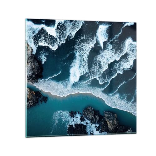 Bilder auf Glas Cliff Meer Natur Glasbild 30x30cm Wandbilder Dekoration Wohnzimmer Schlafzimmer Küche Deko Klein Wanddeko Bild im Glas Wand Kunstdruck Art Modern Wall Decor Glasdruck GAC30x30-6004 von ARTTOR