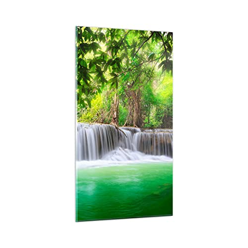 Bilder auf Glas Wasser Park Natur Landschaft Glasbild 45x80cm Wandbilder Dekoration Wohnzimmer Schlafzimmer Küche Deko Klein Wanddeko Bild im Glas Wand Kunstdruck Art Modern Wall Decor GPA45x80-2502 von ARTTOR