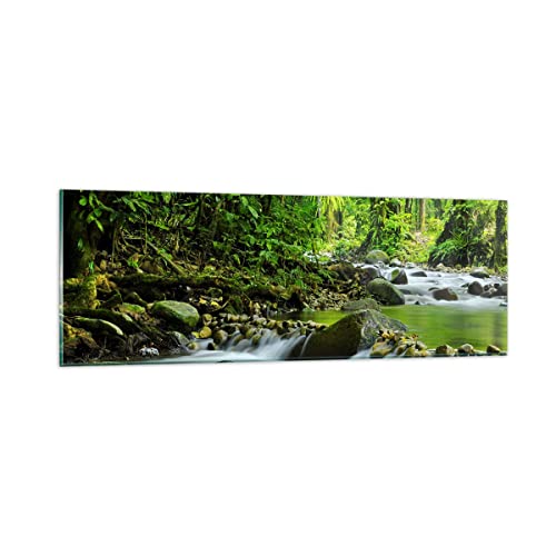 Panorama Bilder auf Glas Stream Wald Natur Glasbild 90x30cm Wandbilder Dekoration Wohnzimmer Schlafzimmer Küche Klein Wanddeko Bild im Glas Wand Kunstdruck Art Modern Wall Decor GAB90x30-0174 von ARTTOR