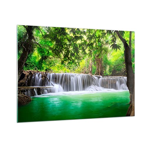 Bilder auf Glas 100x70cm Glasbild Wasser Park Natur Landschaft Groß Wanddeko Bild im Glas Schlafzimmer Küche Deko Wandbilder Dekoration Wohnzimmer Modern Wall Decor Wand Kunstdruck Art GAA100x70-2502 von ARTTOR