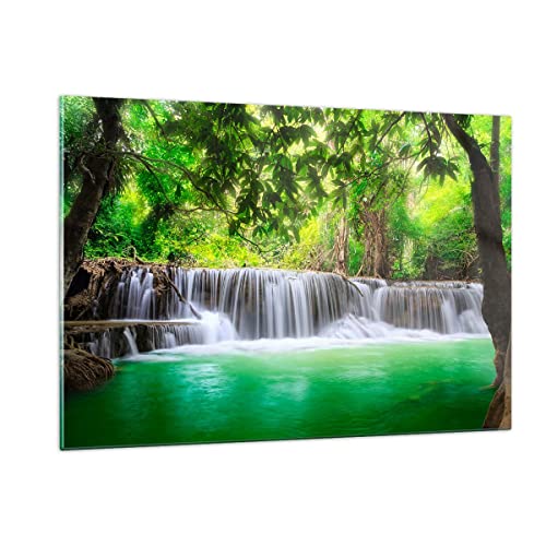 ARTTOR Wandbilder Dekoration Wohnzimmer Wasser Park Natur Landschaft Bilder auf Glas 120x80cm Glasbild Schlafzimmer Küche Deko Wand Kunstdruck Art Groß XXL Wanddeko Bild im Glas Modern GAA120x80-2502 von ARTTOR