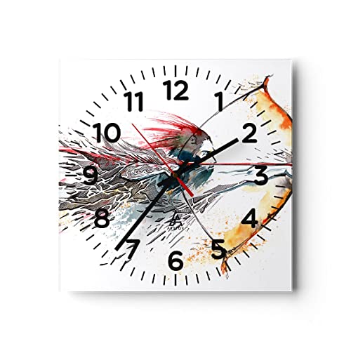 Modern Wanduhr Bogen Pfeil Ziel Genauigkeit 40x40cm Quadrat Groß Wand Uhr Glas Analog Zimmeruhren Küche Büro Wohnzimmer Glasuhr Wall Clock Dekoration Design Wanddekoration Küchenuhr C4AC40x40-2994 von ARTTOR