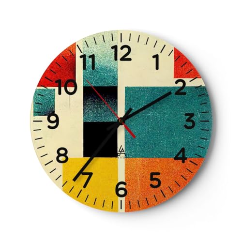 Modern Wanduhr Quadrate Alt Stück 40x40cm Rund Groß Wand Uhr Glas Analog Zimmeruhren Küche Büro Wohnzimmer Glasuhr Wall Clock Dekoration Design Wanddekoration Küchenuhr C4AR40x40-5788 von ARTTOR