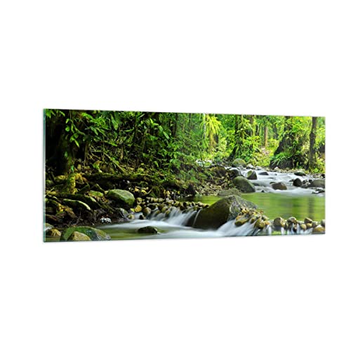 Panorama Bilder auf Glas 100x40cm Glasbild Stream Wald Natur Groß Wanddeko Bild im Glas Schlafzimmer Küche Wandbilder Dekoration Wohnzimmer Modern Wall Decor Wand Kunstdruck Art GAB100x40-0174 von ARTTOR