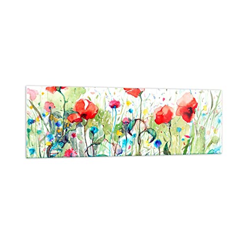 Panorama Bilder auf Glas 160x50cm Glasbild Blumen Wiese Blatt Natur Groß XXL Wanddeko Bild im Glas Schlafzimmer Küche Wandbilder Dekoration Wohnzimmer Modern Wand Kunstdruck Art GAB160x50-3076 von ARTTOR