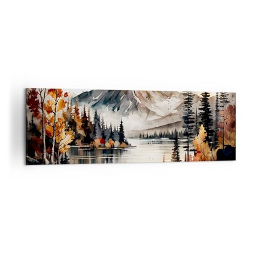 Panorama Bilder auf Leinwand 160x50cm Leinwandbild Natur Sicht Berge Groß XXL Wanddeko Bild Schlafzimmer Küche Wandbilder Dekoration Wohnzimmer Wall Decor Canvas Wand Kunstdruck Art AB160x50-5783 von ARTTOR