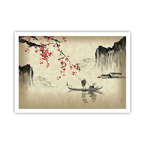 Poster ohne Rahmen Deko 100x70cm Blume Kirschen Japan Wandposter Art Prints Wanddeko Bild Wand Kunstdruck Wandbilder Dekoration Wohnzimmer Schlafzimmer Küche Modern Wall Art Decor P2XAA100x70-5020 von ARTTOR