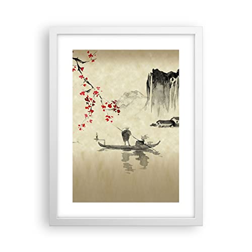 Poster Weißrahmen Blume Kirschen Japan Deko 30x40cm Wandposter Art Prints Wandbilder Dekoration Wohnzimmer Schlafzimmer Küche Wanddeko Bild Wand Kunstdruck Modern Wall Art Decor - P2WPA30x40-5020 von ARTTOR