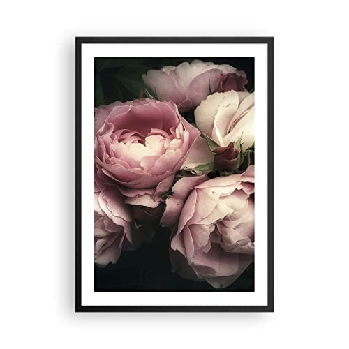 Wandposter Art Prints 50x70cm Poster Schwarzrahmen Pfingstrose Blume Küche Wanddeko Bild Wand Kunstdruck Deko Wandbilder Dekoration Wohnzimmer Schlafzimmer Modern Wall Art Decor - P2BPA50x70-3930 von ARTTOR