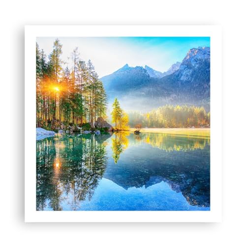 Wandposter Art Prints 60x60cm Poster ohne Rahmen Landschaft Alpen Berge Küche Wanddeko Bild Wand Kunstdruck Deko Wandbilder Dekoration Wohnzimmer Schlafzimmer Modern Wall Art Decor P2XAC60x60-5307 von ARTTOR