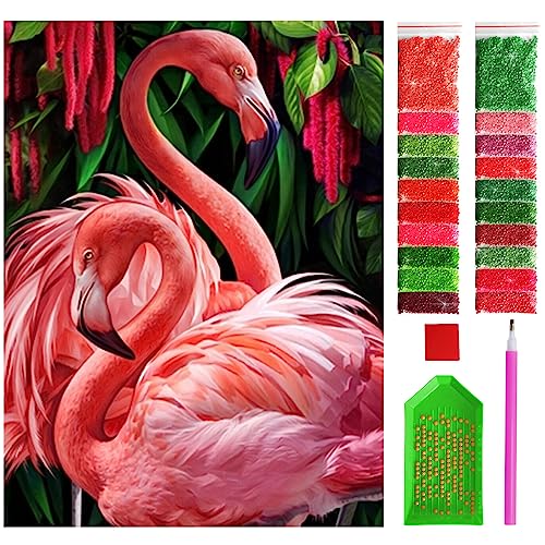 ARTULIO Diamond Painting Set Flamingos und Blumen – 5D Diamant Painting Bilder 30x40 cm mit Diamond Painting Zubehör für Kinder und Erwachsene - Crystal Art - Wand Deko von ARTULIO