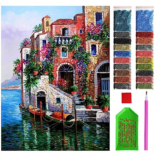 ARTULIO Diamond Painting Set - Idyllisches Küstenstädtchen - 30x40 cm – 5D Diamant Painting Bilder, Diamond Painting Erwachsene von ARTULIO