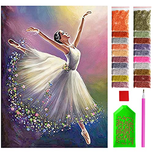 ARTULIO Diamond Painting Set Tanzende Ballerina – 5D Diamant Painting Bilder 30x40 cm mit Diamond Painting Zubehör für Kinder und Erwachsene - Crystal Art - Wand Deko von ARTULIO