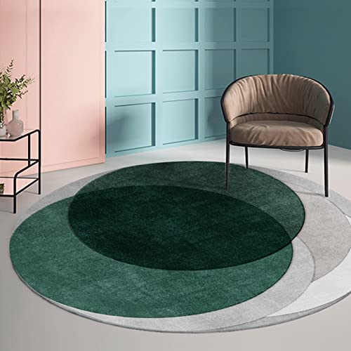 ARUGYTEI Teppich Rund,Dark grün Grau Circle geometrisch Design,Green, ø 125 cm,Kurzflor Designer Teppiche weich fürs Wohnzimmer, Schlafzimmer, Esszimmer oder Kinderzimmer von ARUGYTEI