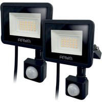 Set mit 2 20W LED-Projektoren Schwarzer Bewegungsmelder IP44 Température de Couleur: Blanc neutre 4000K von ARUM LIGHTING