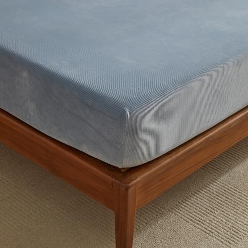 ARYURBU Flanell Spannbettlaken 180x200 cm bis 25-35 cm Steghöhe Graublau - Warm Fleece Cashmere Touch Spannbetttuch Kuschelig & Weich für Boxspringbett Topper Matratze von ARYURBU