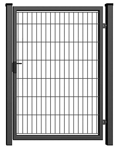 Gartentor Gartenpforte Doppelstab in Anthrazit (RAL 7016) komplett (100x180cm) von AS-Handel