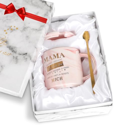 ASANMU Kaffee Tassen für Mama, Ostern Ramadan Geschenke für Mama Muttertag Tassen für Mama/Werdende Mama,Beste Mama Geschenk Marmorierung Tassen Keramik Kaffeebecher Geburtstag für Mama von ASANMU