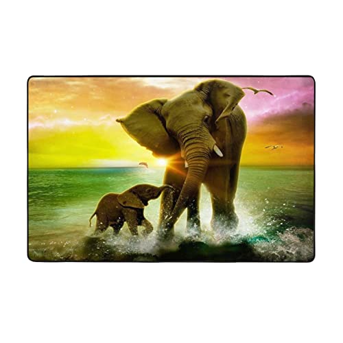 150 x 100 cm Fußmatte Afrika Elefant Eingangsteppich Schmutzfänger für drinnen und draußen rutschfest Teppich Barrierematte von ASEELO