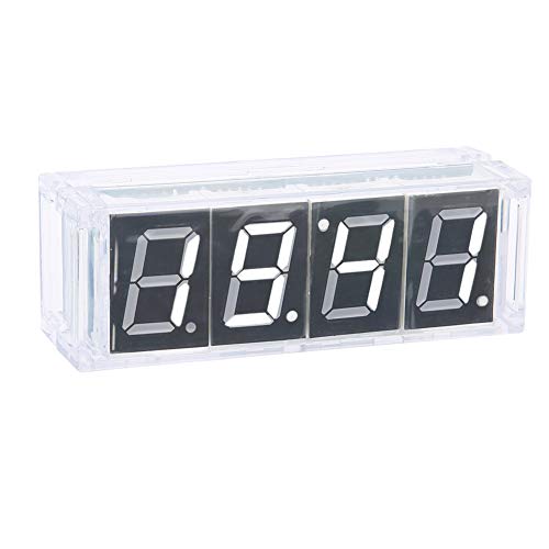 4-Digital-DIY-Uhr-Kits, LED-Uhr-Kit, Automatische Anzeige, Zeit, Temperatur, Elektronisches DIY-Kit, Alarm- und Timer-Funktion, Transparentes Gehäuse, für Elektronik-Enthusiasten von ASHATA