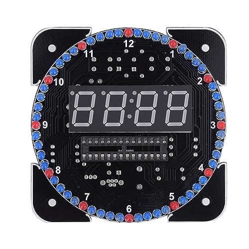 ASHATA Elektronisches Uhr-Kit, Digitales DIY-Uhren-Kit Multifunktions-Lichtsteuerung Rotationstemperatur LED-Uhr-Kit Uhrwerk-Mechanismus-Suite (Grüne Teile + Netzkabel) von ASHATA
