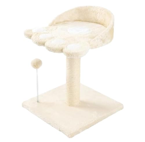 Katzen Kletterbaum Katzenbaum Hoch Flanell-Katzenbaumturm, Katzen-Klettergerüst, Multifunktionale Katzen-Sprungplattform Mit Pfotenabdruck Katzenmöbel(Color:Beige) von ASHSDI