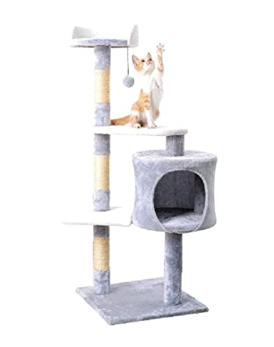 Katzen Kletterbaum Katzenbaum Hoch Katzensprungplattform Greifpfosten Plüschkratzbaum Katzenklettergerüst Sisalseil Katzenkrallenbrett Katzenmöbel von ASHSDI