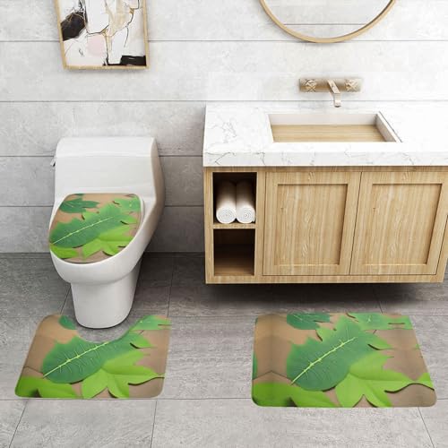 ASPOIJHN 3-teiliges Badezimmerteppich-Set, leicht zu reinigen, rutschfeste Konturmatte und WC-Deckelbezug von ASPOIJHN
