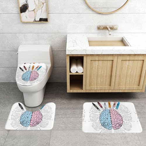 ASPOIJHN 3-teiliges Badezimmerteppich-Set, leicht zu reinigen, rutschfeste Konturmatte und WC-Deckelbezug von ASPOIJHN