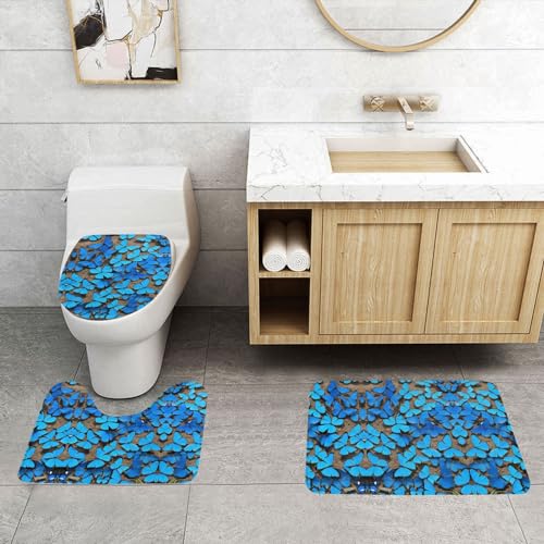 ASPOIJHN Badezimmerteppich-Set, leicht zu reinigen, rutschfeste Konturmatte und WC-Deckelbezug, 3-teiliges Set von ASPOIJHN