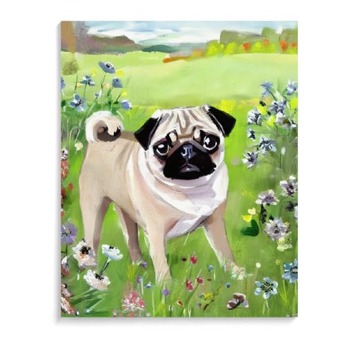 5D Diamand Painting Mops Hund Diamond Painting Erwachsene Diamant Painting Bilder, Diamant Malerei Strass für Wand Heimdekoration 30 x 40 cm (12 x 16 Zoll) Rahmenlos von ASSKQMY