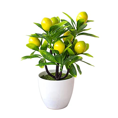 ASSR Grünpflanze, künstliche Zitrone, Topfpflanze, 2 Packungen künstliche MiniZitronenTopfpflanzen, künstliche Pflanze, Topfornamente für Badezimmer, Regal, Zuhause, Büro, Schreibtisch, Tisch, von ASSR