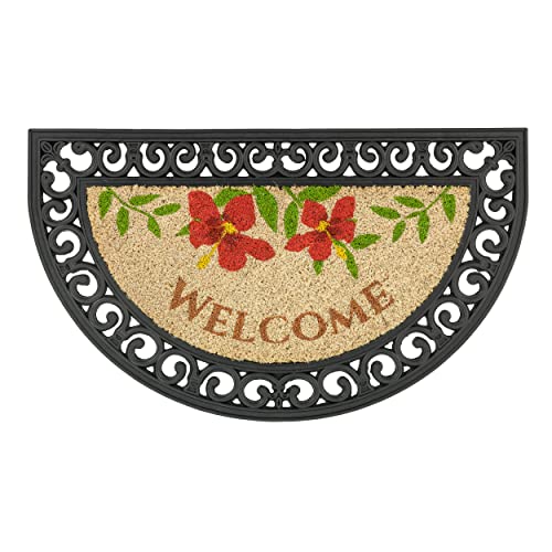 ASTRA Fussmatte Coco Relief – Eingangsmatte 45x75cm – antibakterielle Kokosmatte mit Gummirücken – Welcome Blumen Muster von ASTRA