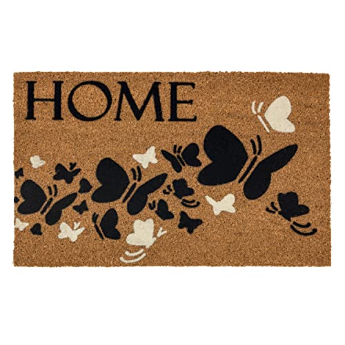 Fußmatte Kokos Natur Schmutzfangmatte - rutschfeste Türmatte robust für Innen und Außen - Coco Design Kokosmatte 40x60 cm: Home Schmetterlinge von ASTRA