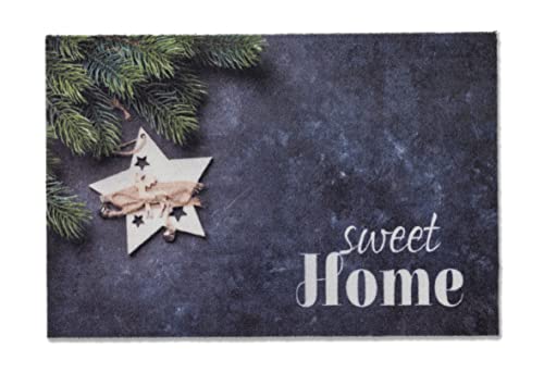 ASTRA Fußmatte innen Weihnachtsmatte rutschfest - Weihnachtsdeko Türmatte Eingang Wintermatte - Schmutzfangmatte 40x60 cm Sweet Home Tannzweig von ASTRA