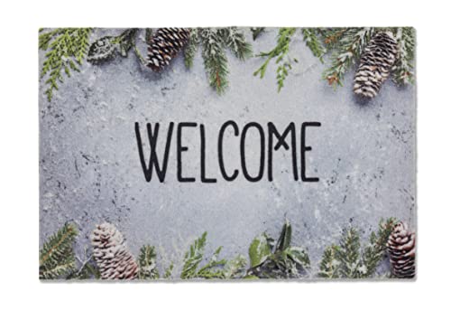 ASTRA Fußmatte innen Weihnachtsmatte rutschfest - Weihnachtsdeko Türmatte Eingang Wintermatte waschbar - Schmutzfangmatte 40x60 cm Welcome Tannenzweige von ASTRA