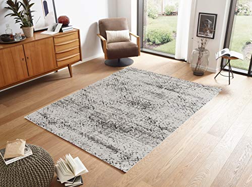 hochwertiger Designer Teppich Antea — Moderne Kurzflor Teppiche — Zimmerteppich im Vintage Design — (133x190cm, schwarz/Creme) von ASTRA