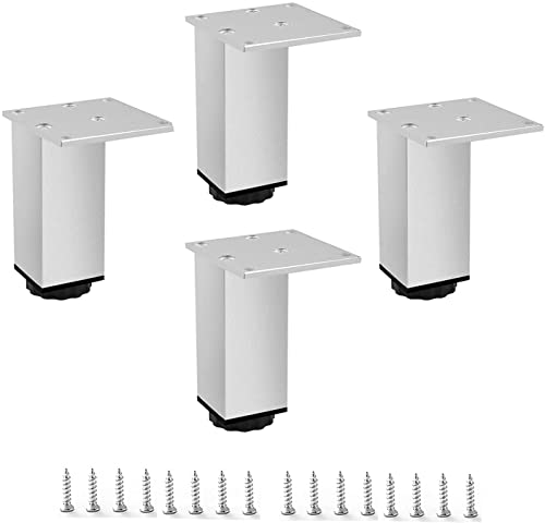 Metall-Aluminium-Möbelbeine, DIY-Hausschrankfüße, Set mit 4 quadratischen austauschbaren Beinen, verwendet für Fernsehtische, Bänke, Badezimmer, höhenverstellbar, rutschfeste Sofafüße (weiß 30 cm/12 von ASerZenith