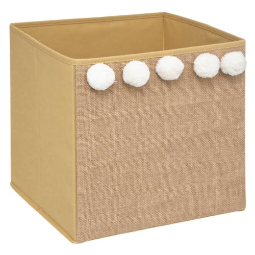 Atmosphera - Aufbewahrungsbox Kind - Pompons - Jute - Karamell von ATMOSPHERA CREATEUR D'INTERIEUR