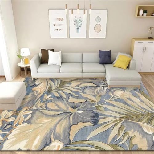 AU-SHTANG Kleiner Teppich Blauer Teppich, atmungsaktiver und leicht zu saugender Anti-Milben-Teppich für den Couchtischrugs for Living Room,Blau,60x90cm von AU-SHTANG