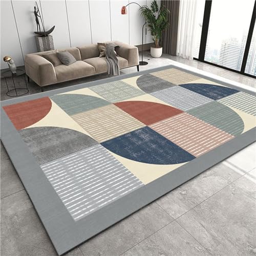 AU-SHTANG Wohnzimmer Teppich Grauer Teppich, moderner atmungsaktiver Teppich mit verschleißfestem Mechanismusorientalischer Teppich,grau,60x90cm von AU-SHTANG