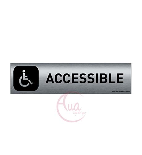 AUA SIGNALETIQUE - Plaque Aluminium brossé imprimé AluSign DARK - 200x50 mm - Double Face adhésif au dos (Accessible) von AUA SIGNALETIQUE