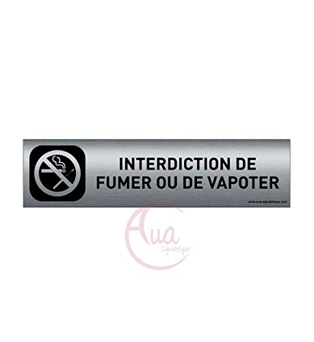 AUA SIGNALETIQUE - Plaque Aluminium brossé imprimé AluSign DARK - 200x50 mm - Double Face adhésif au dos (Ne pas fumer vapoter) von AUA SIGNALETIQUE