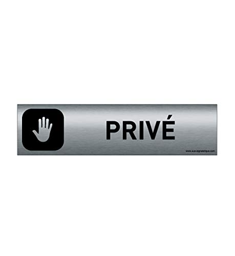 AUA SIGNALETIQUE - Plaque Aluminium brossé imprimé AluSign DARK - 200x50 mm - Double Face adhésif au dos (Privé) von AUA SIGNALETIQUE