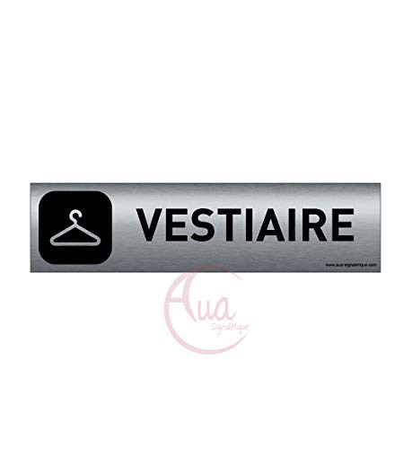 AUA SIGNALETIQUE - Plaque Aluminium brossé imprimé AluSign DARK - 200x50 mm - Double Face adhésif au dos (Vestiaire) von AUA SIGNALETIQUE