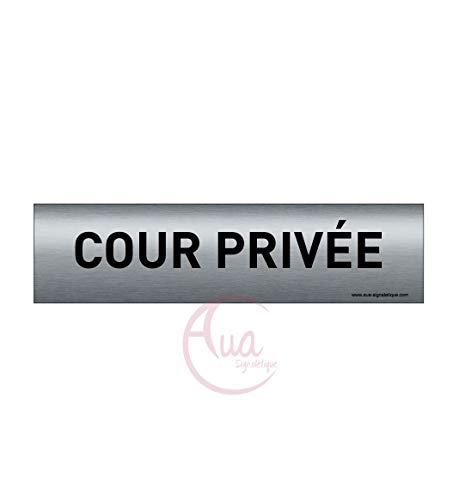 AUA SIGNALETIQUE - Plaque de porte Aluminium brossé imprimé AluSign - 200x50 mm - Double Face adhésif au dos (Cour privée) von AUA SIGNALETIQUE