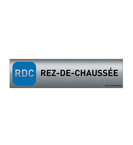 AUA SIGNALETIQUE - Plaque de porte Aluminium brossé imprimé AluSign - 200x50 mm - Double Face adhésif au dos (RDC) von AUA SIGNALETIQUE