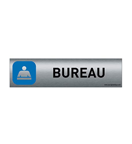 AUA SIGNALETIQUE - Plaque de porte Aluminium brossé imprimé AluSign - 200x50 mm - Double Face adhésif au dos - Impression UV directement sur l'aluminium (Pas de contre collage) (Bureau) von AUA SIGNALETIQUE