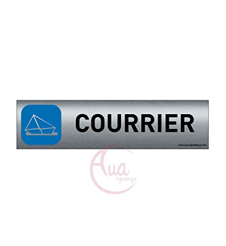 AUA SIGNALETIQUE - Plaque de porte Aluminium brossé imprimé AluSign - 200x50 mm - Double Face adhésif au dos - Impression UV directement sur l'aluminium (Pas de contre collage) (Courrier) von AUA SIGNALETIQUE